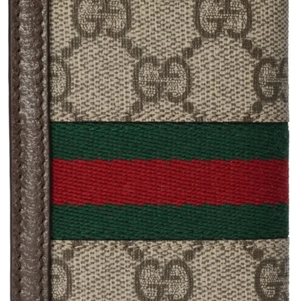 Gucci Beige and Brown Card Holder with Green-Red Stripe - Picture 8 of 14